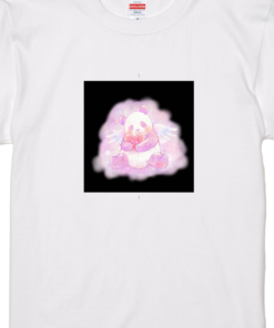 ピンクパンダTシャツ　白